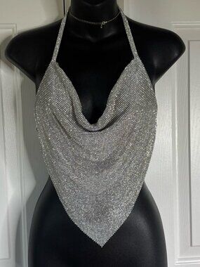 BabyBoo Chainmail Top Metal Festival Clubwear Silver Statement Top